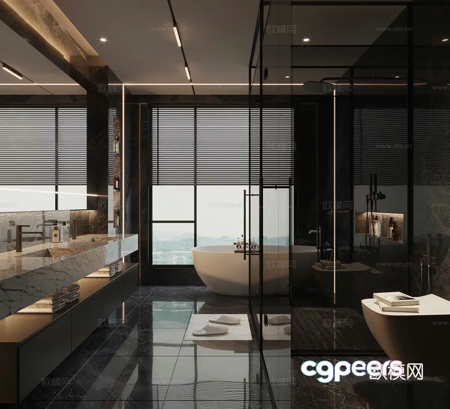 Modern Italian bathroom bathroom cabinet shower room 3d model