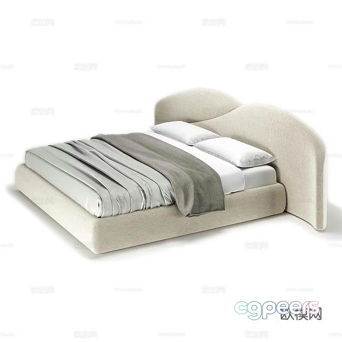 Modern simple double bed Double bed Simple bed Bedroom bed Pillow 3D model