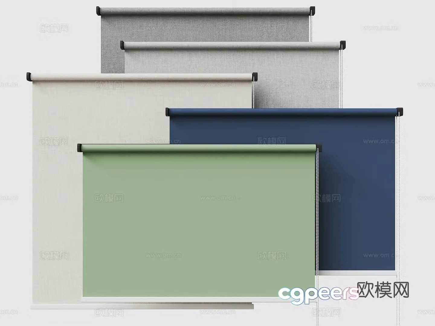 Modern office roller blinds Floor to ceiling window roller blinds Roller blinds Curtains 3D model
