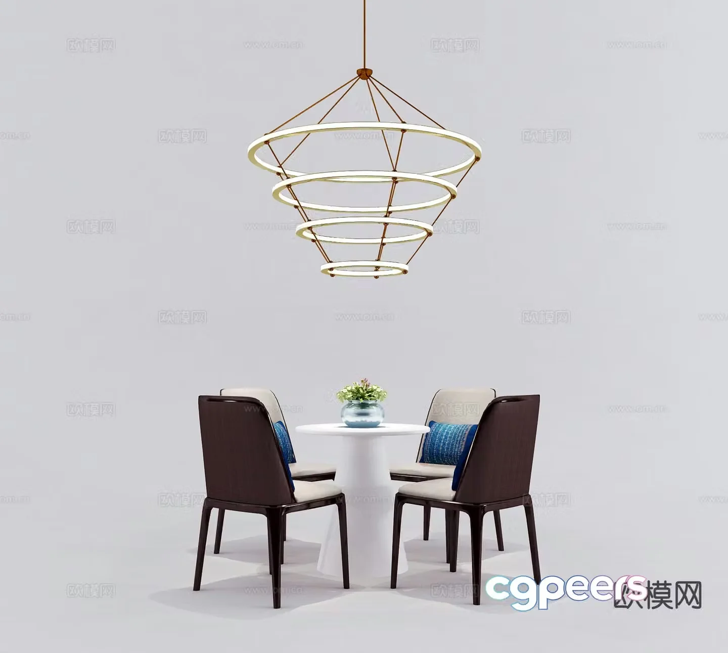 Modern leisure table and chairs 3d model