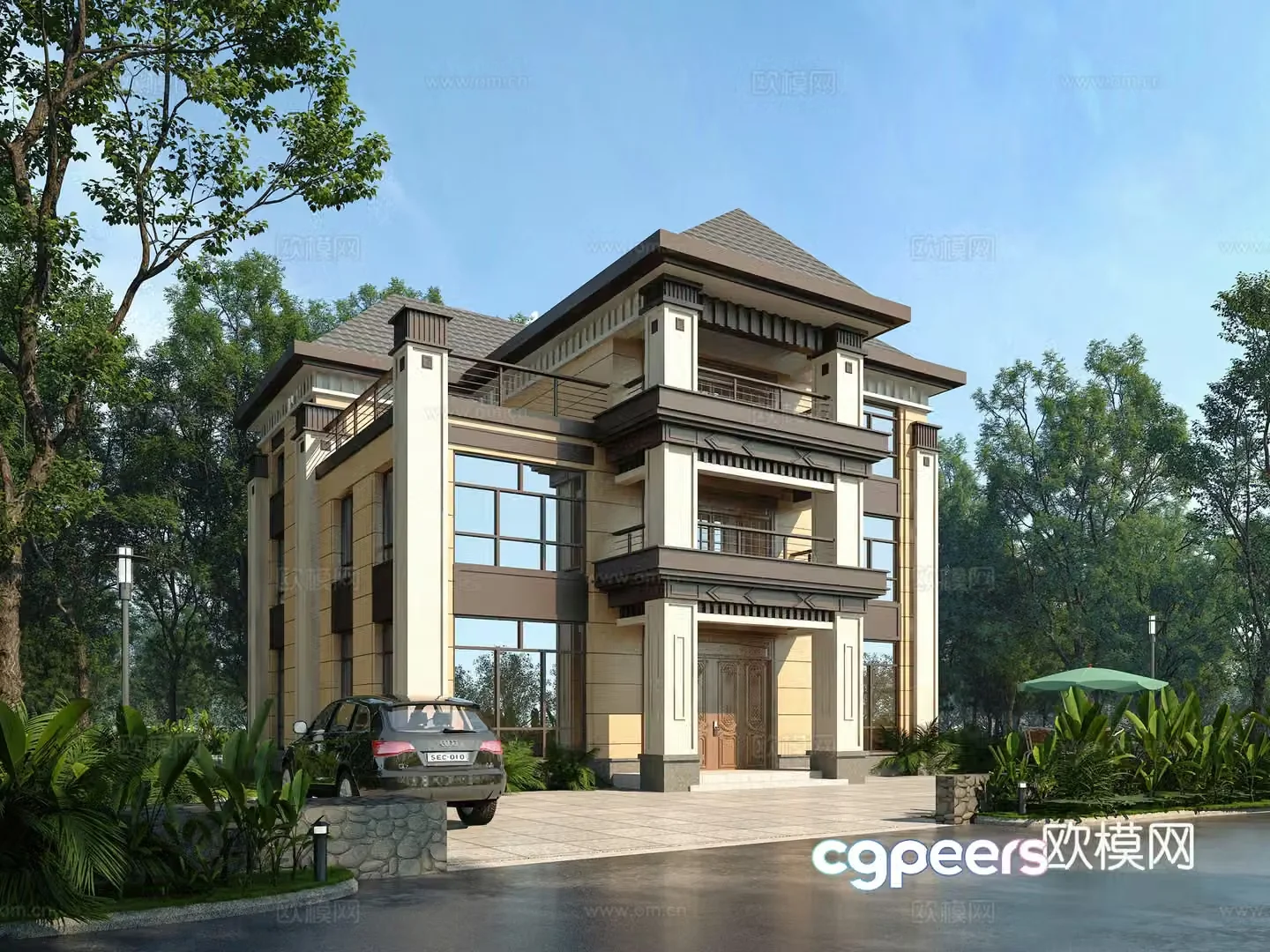 Modern single-family villa 3d model