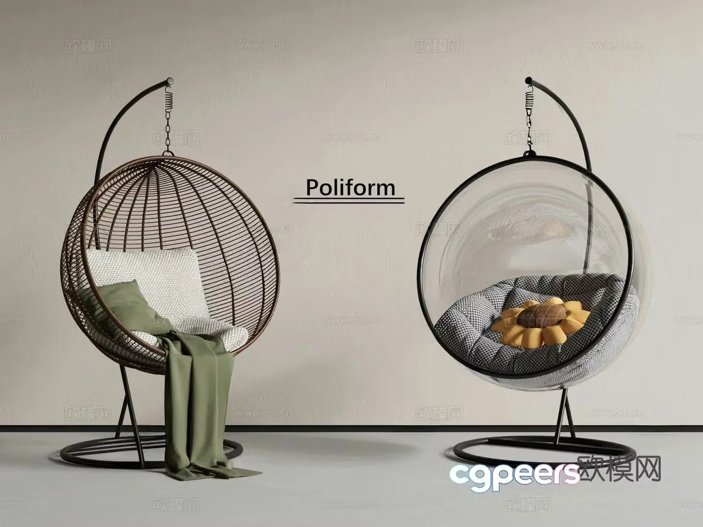 Modern hanging chair swing chair 3d model