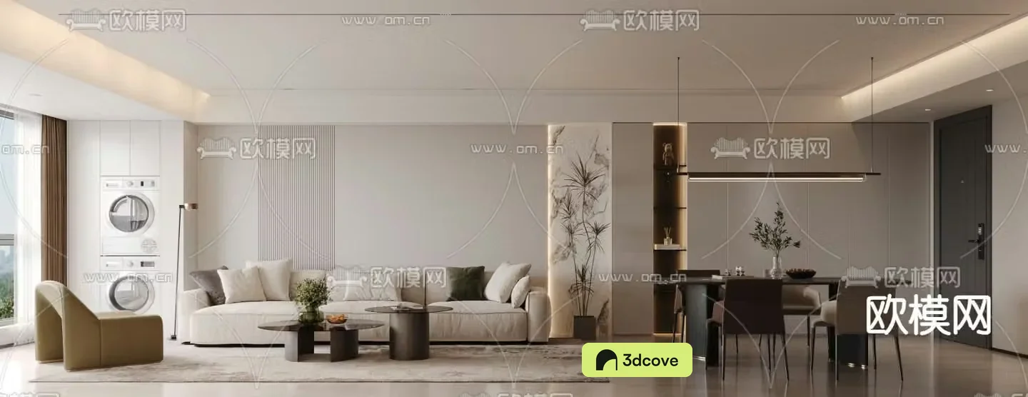 Modern living and dining room