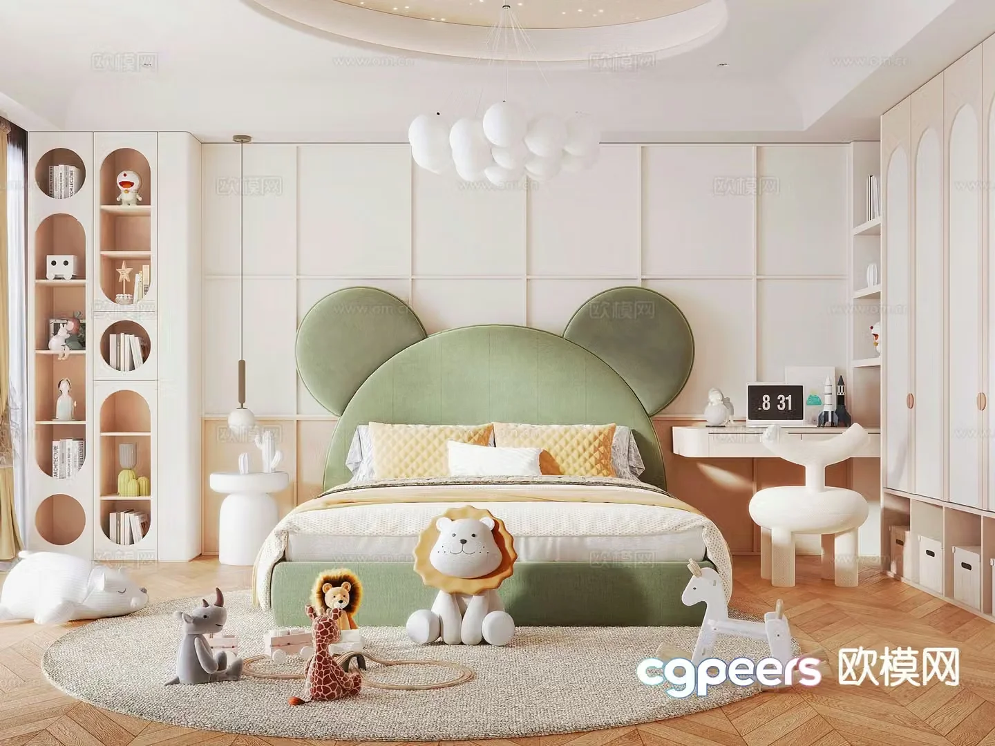 Cream style bedroom children’s room 3d model
