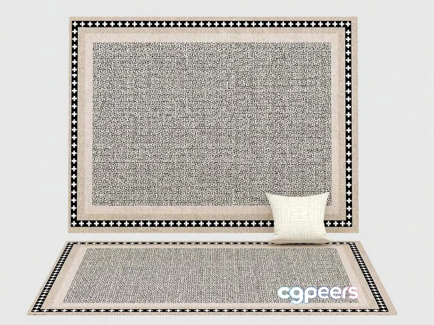 A Large Rug With A Decorative Border 3D Model – 22330 – VRAY Render