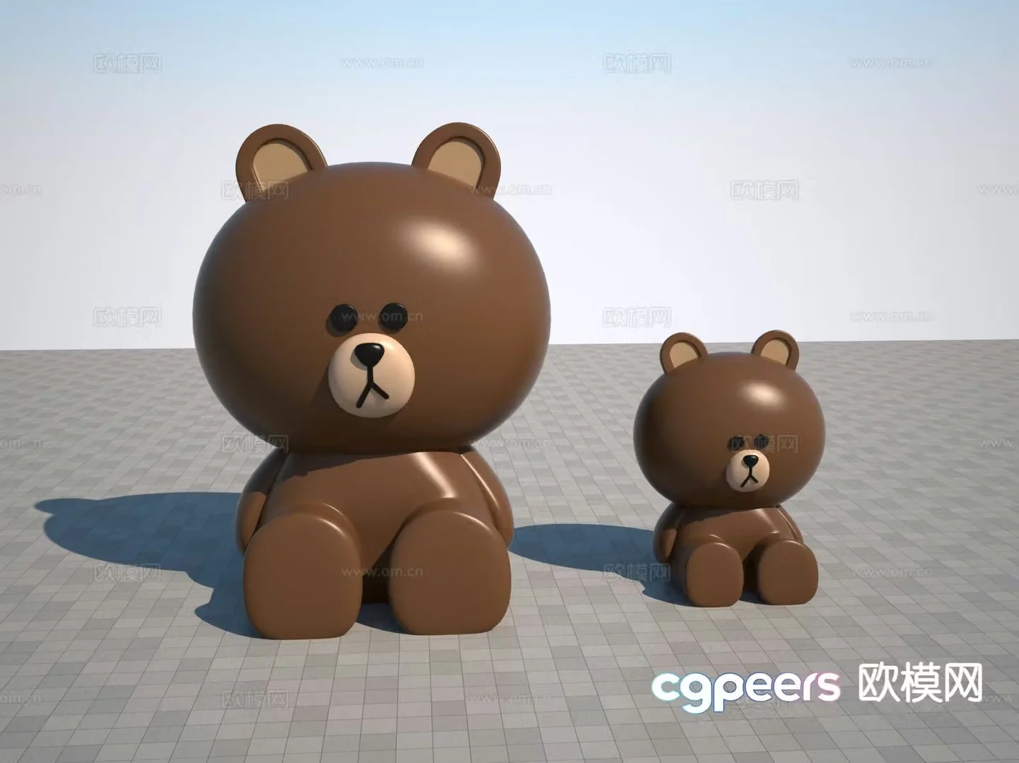 Modern grizzly bear sculpture 3d model