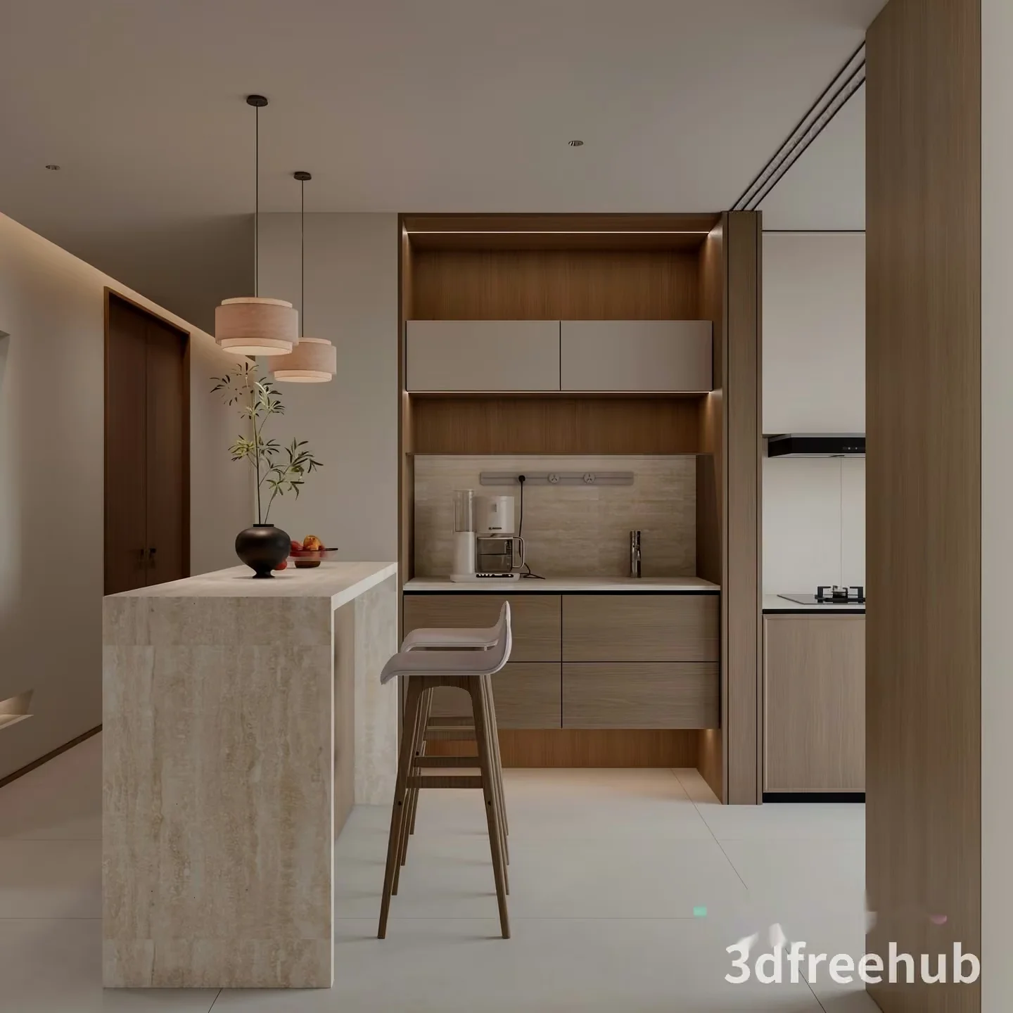 Modern Kitchen 3D Model – 18938 – VRAY Render