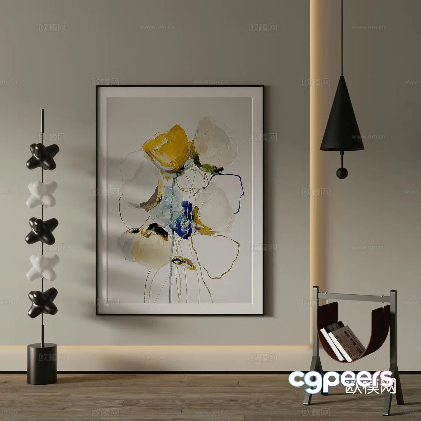 Modern decorative painting acrylic oil painting 3d model
