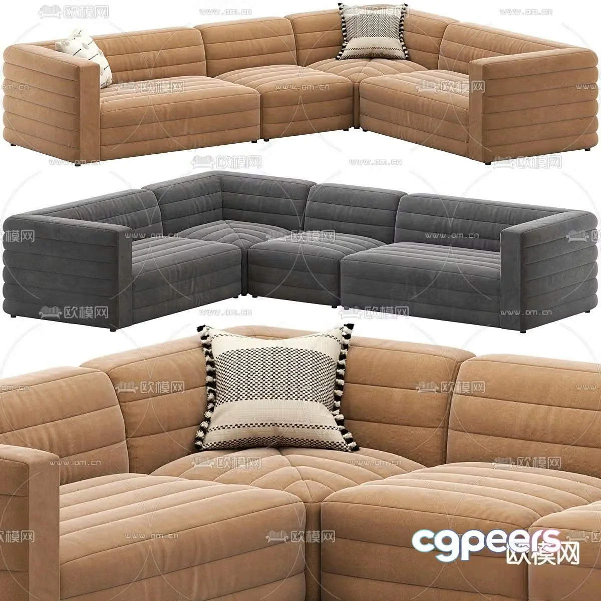 CB2 Strato corner sofa multi-person sofa 3d model