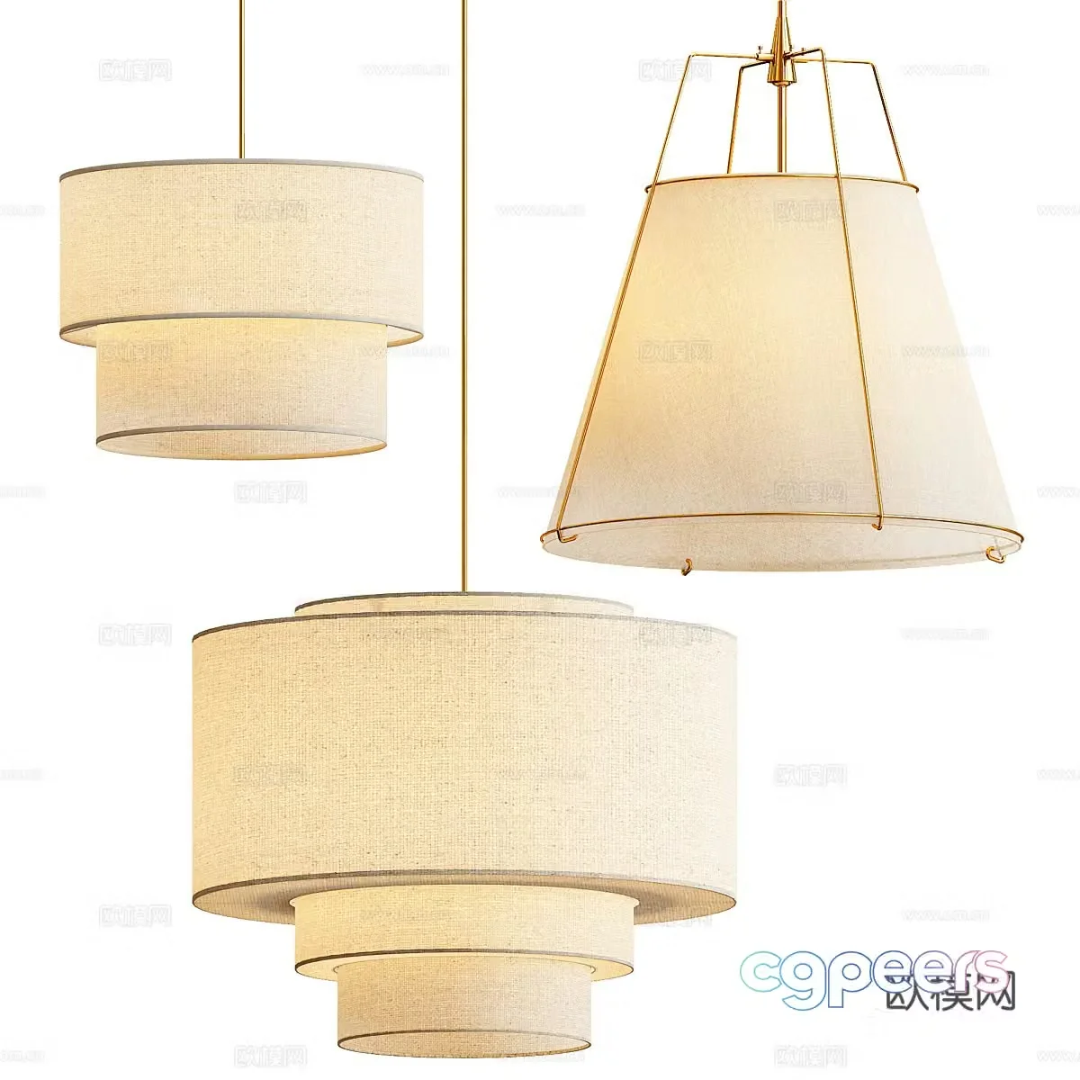 New Chinese lantern chandelier 3d model