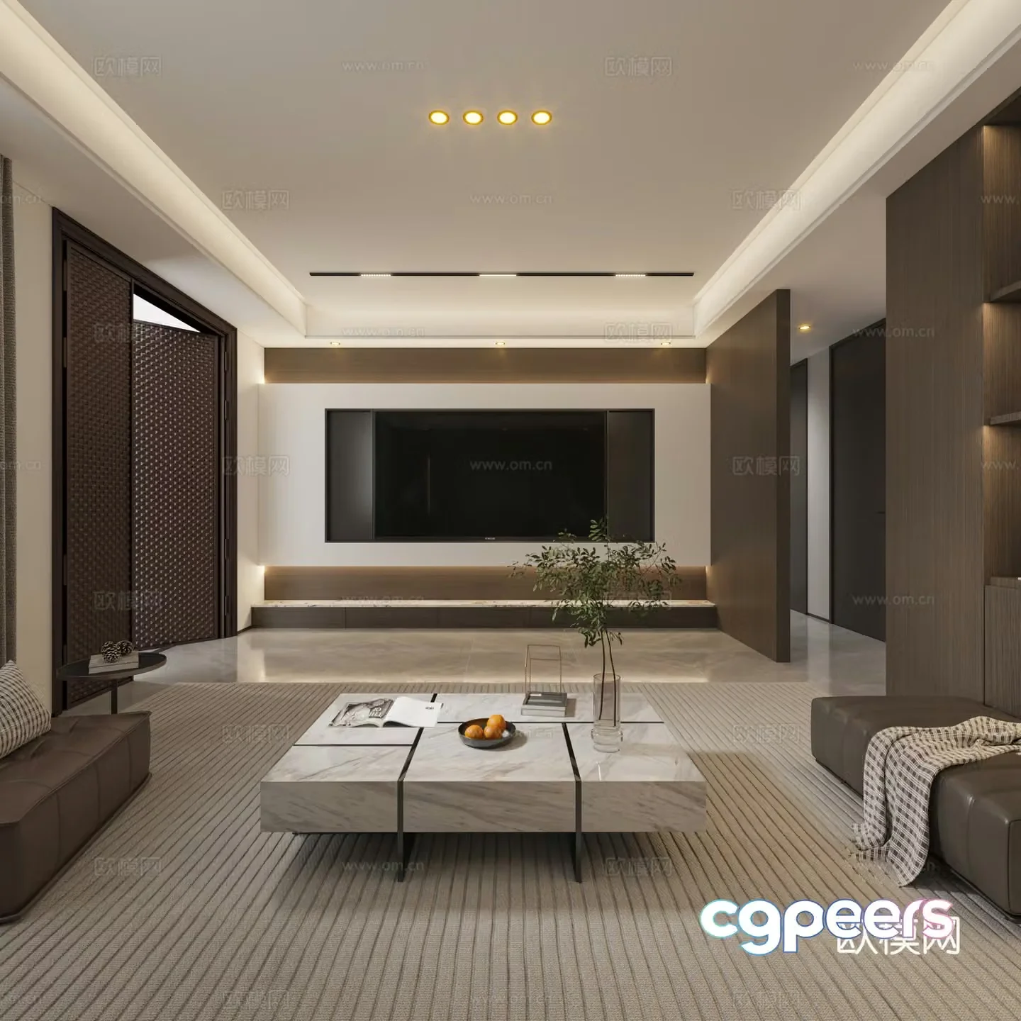 Modern minimalist living room 3d model