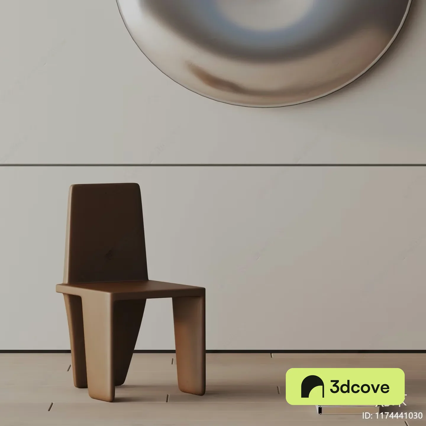 A Modern Minimalist Room With A Brown Chair