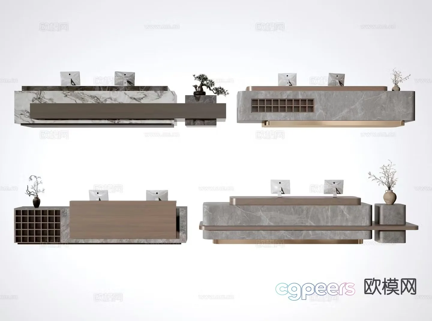 Modern company front desk reception area 3d model