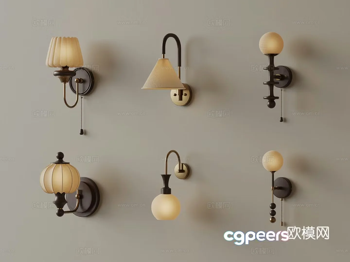 French retro wall lamp bedside lamp decorative lamp 3d model