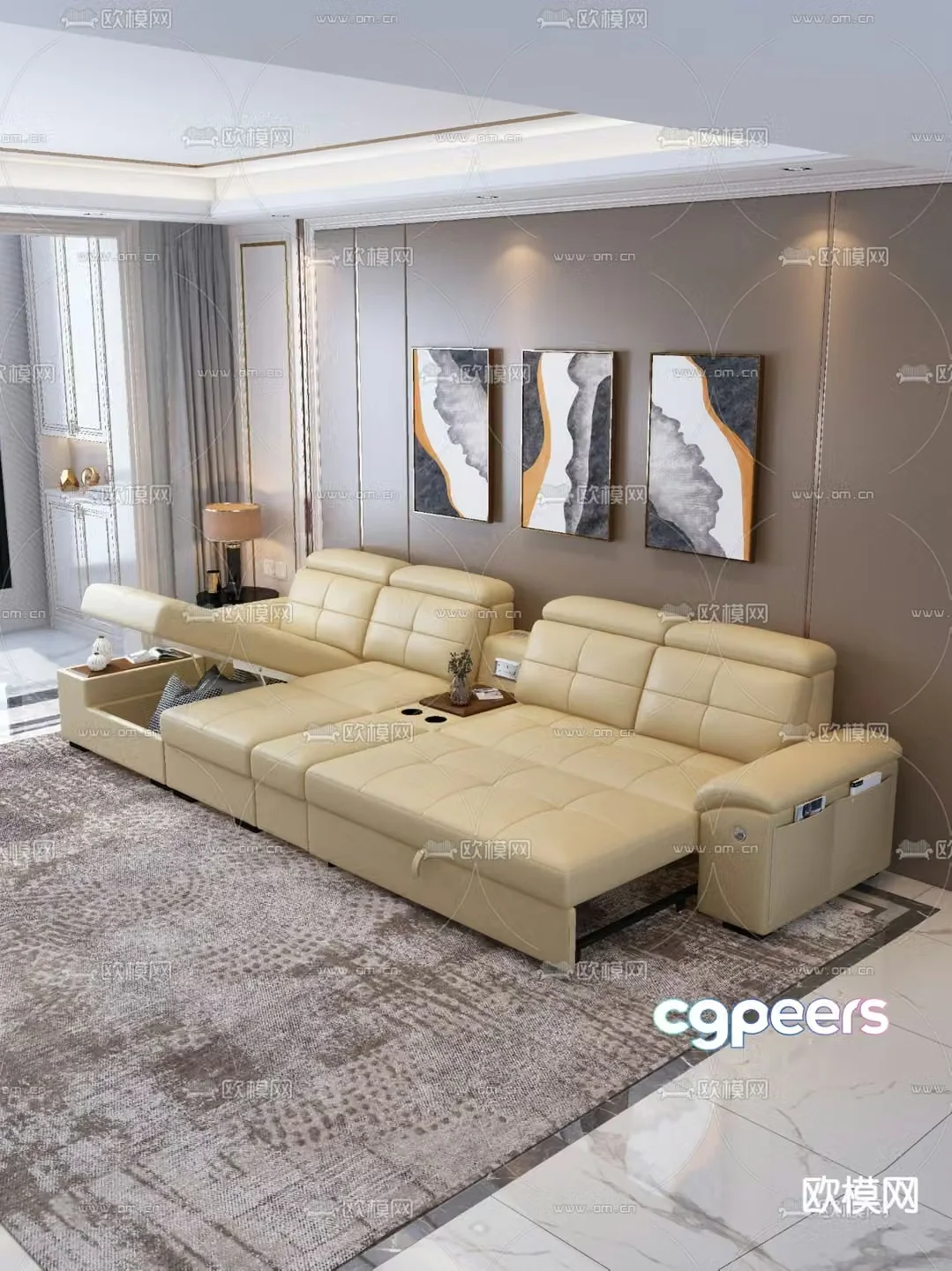 Modern multi-seater sofa 3d model