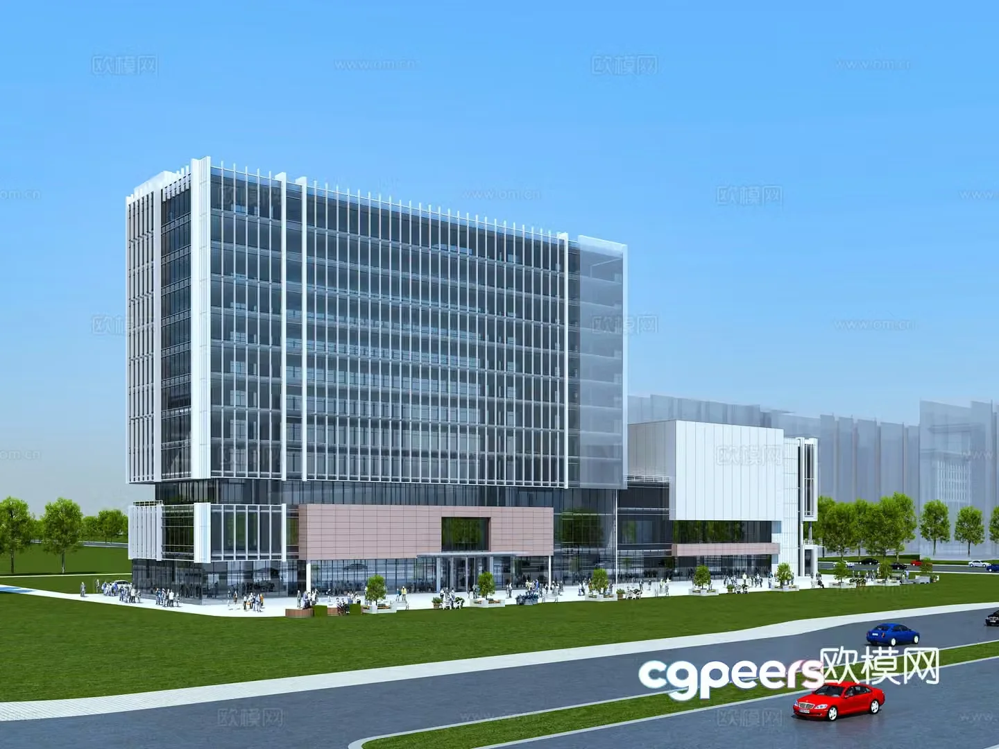 Modern high-rise hotel 3D model
