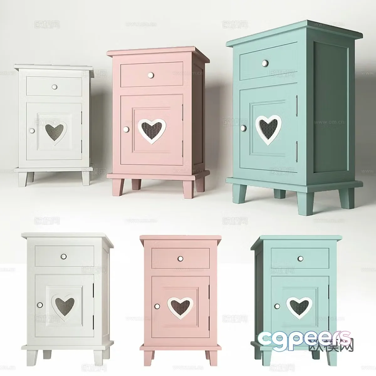 Modern Nordic Cream Style Adelina Children’s Bedside Table 3D Model