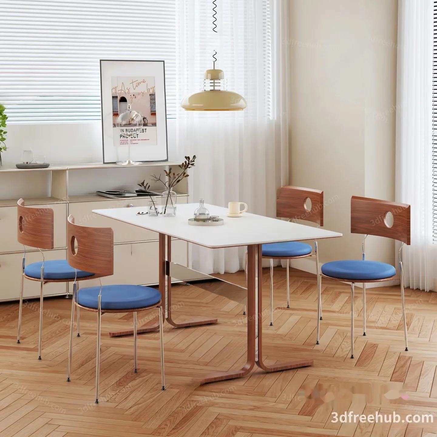 Modern Dining Room 3D Model – 21221 – VRAY Render