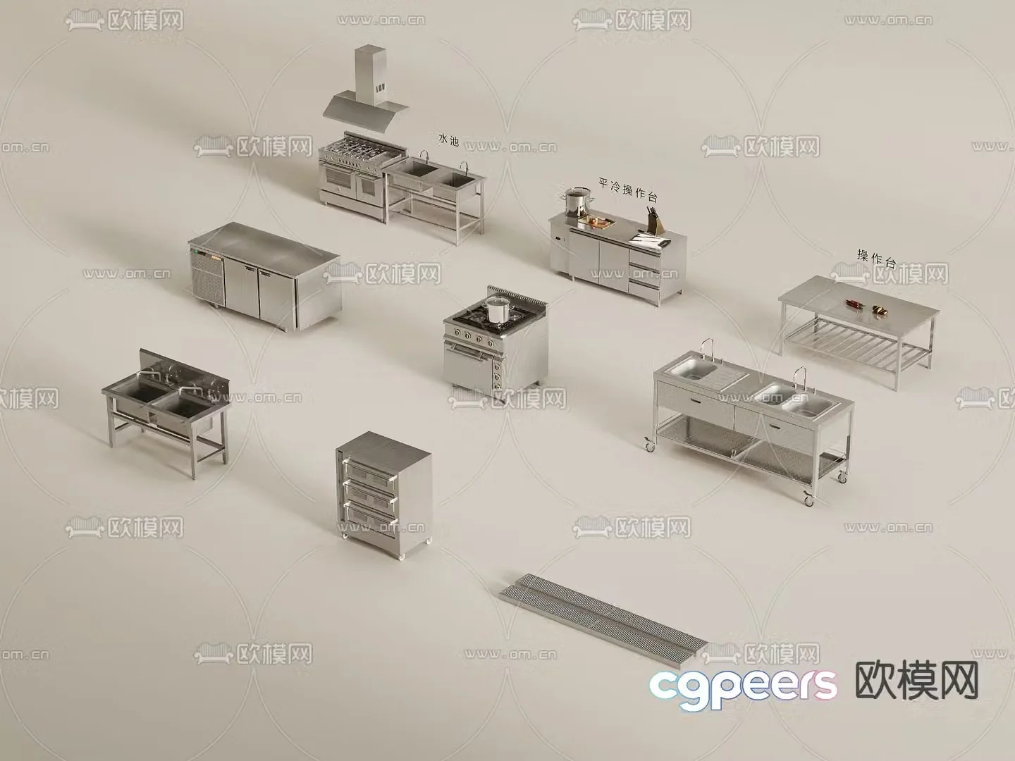Canteen kitchen workbench 3D model