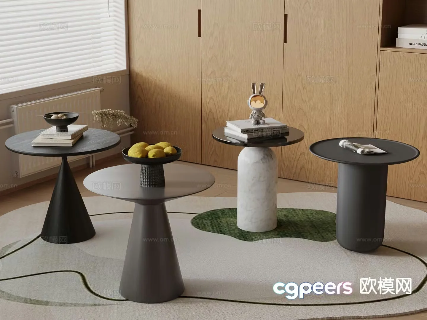 Modern corner table side table round table table table 3D model