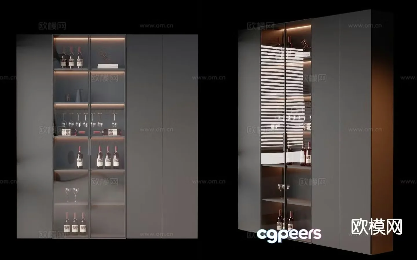Modern black wine cabinet 3d model
