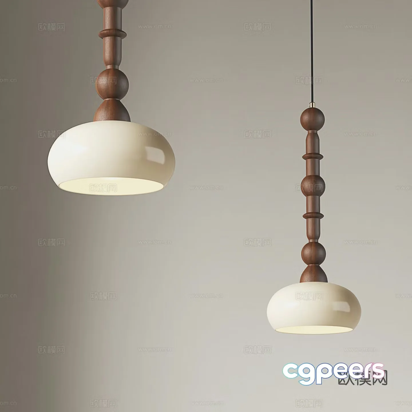 Middle -aged wind chandelier 3D model