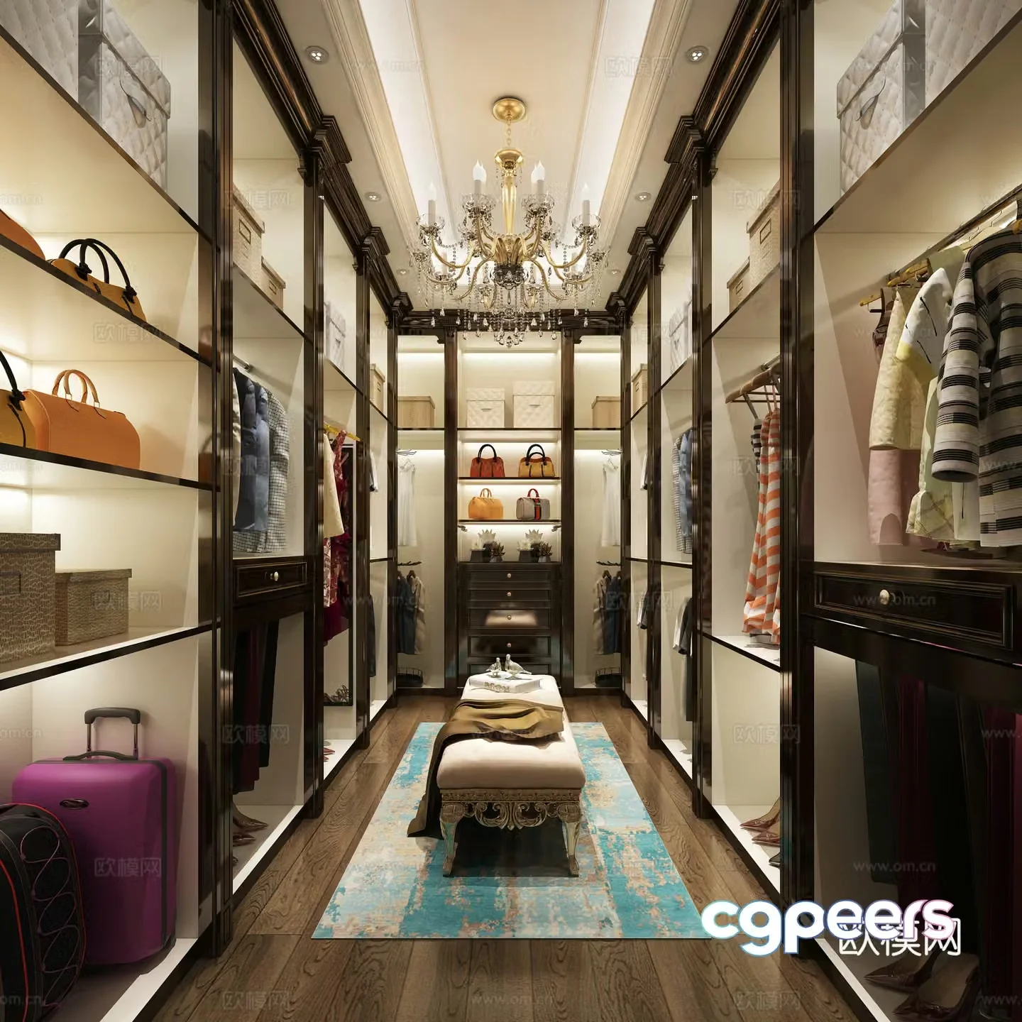 European style cloakroom wardrobe 3d model