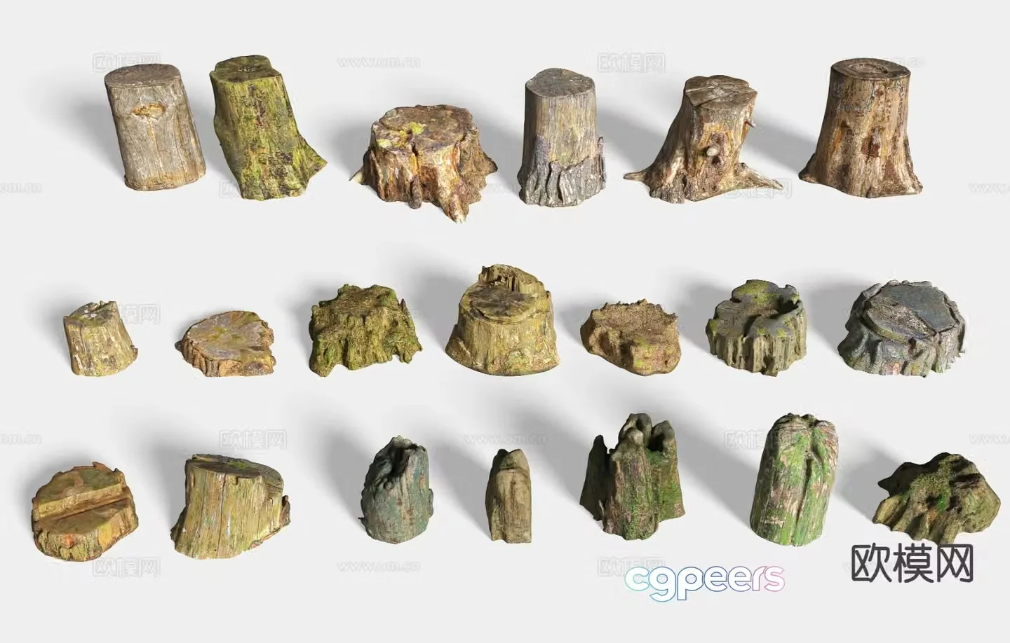 Dead tree stump dead wood tree stump sketch 3d model