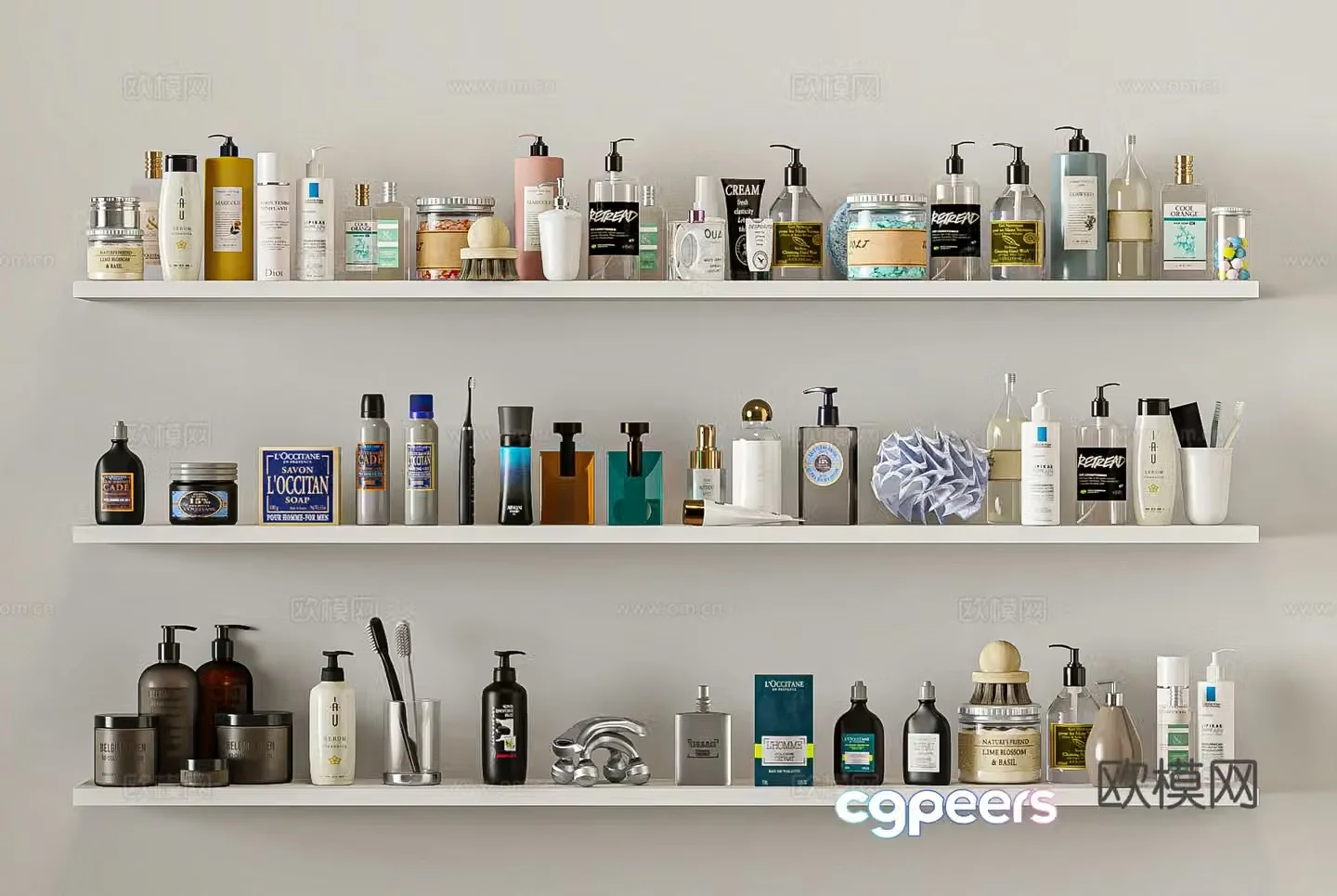Modern cosmetics toiletries 3d model