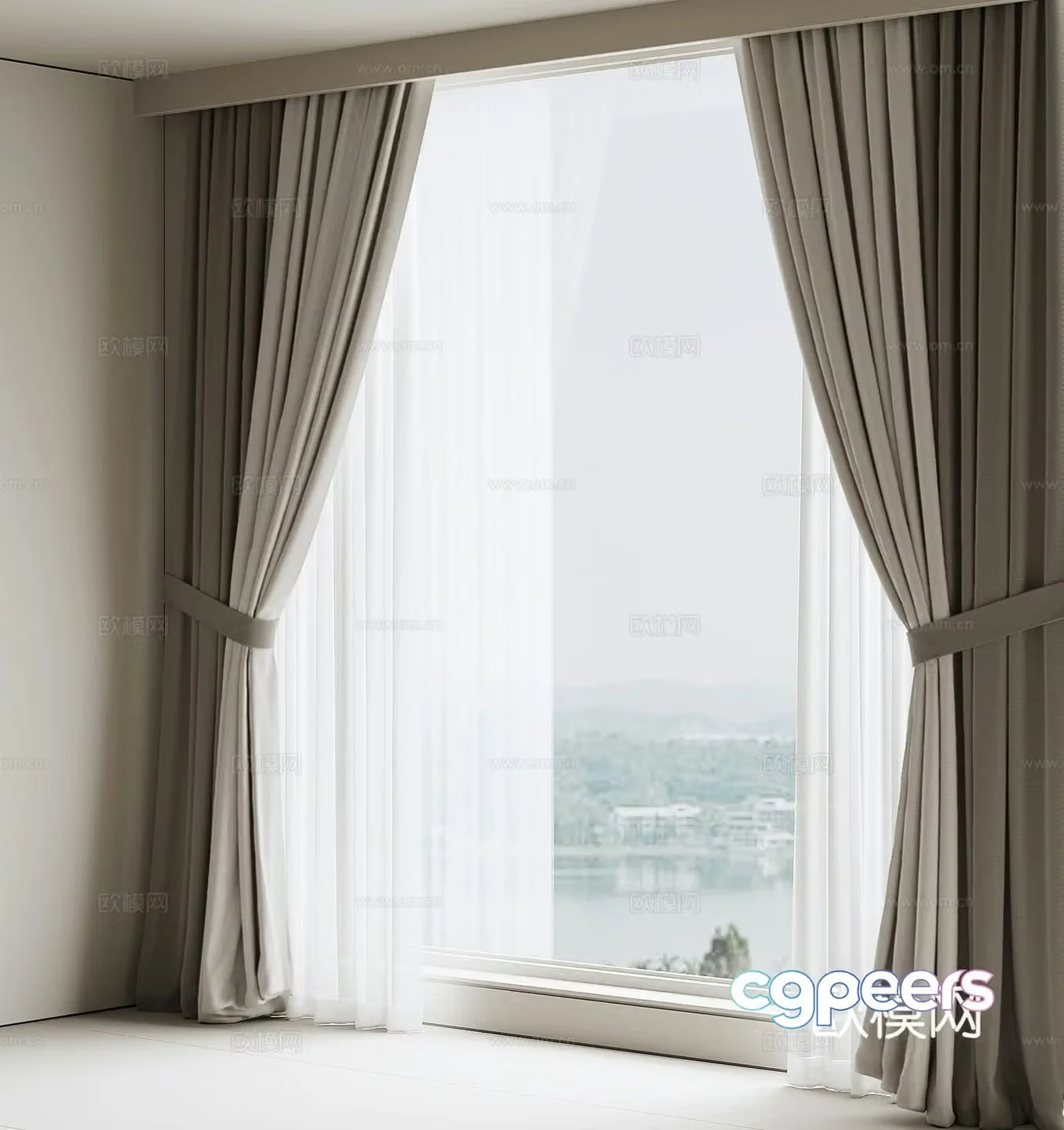 Modern fabric curtain 3d model