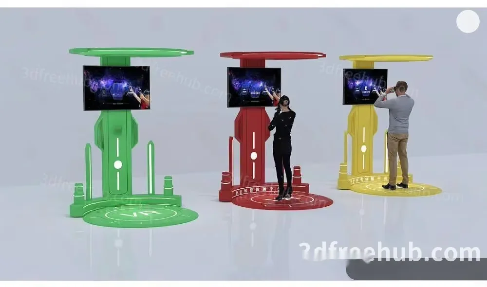 Three People Playing Vr Games 3D Model – 22430 – VRAY Render