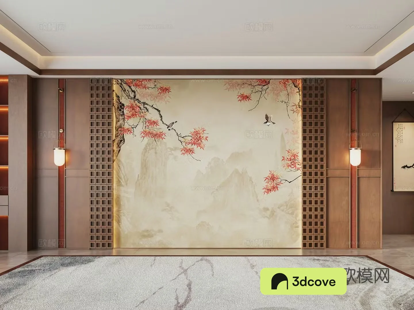Zen new Chinese sofa background wall