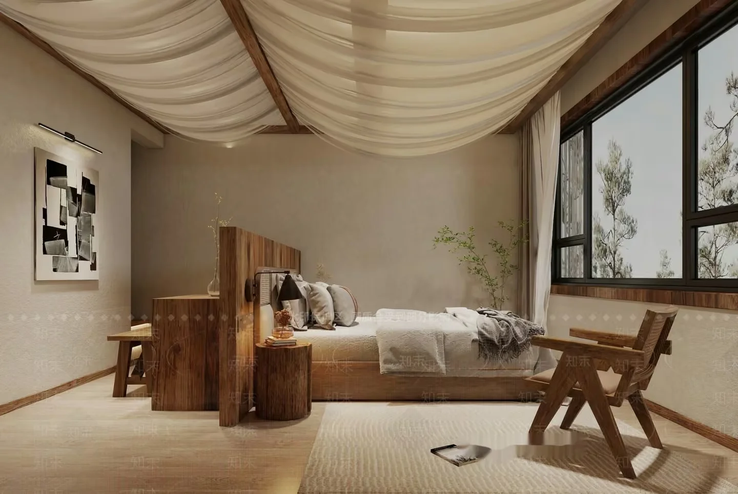Modern Cozy Bedroom 3D Model – 21821 – VRAY Render