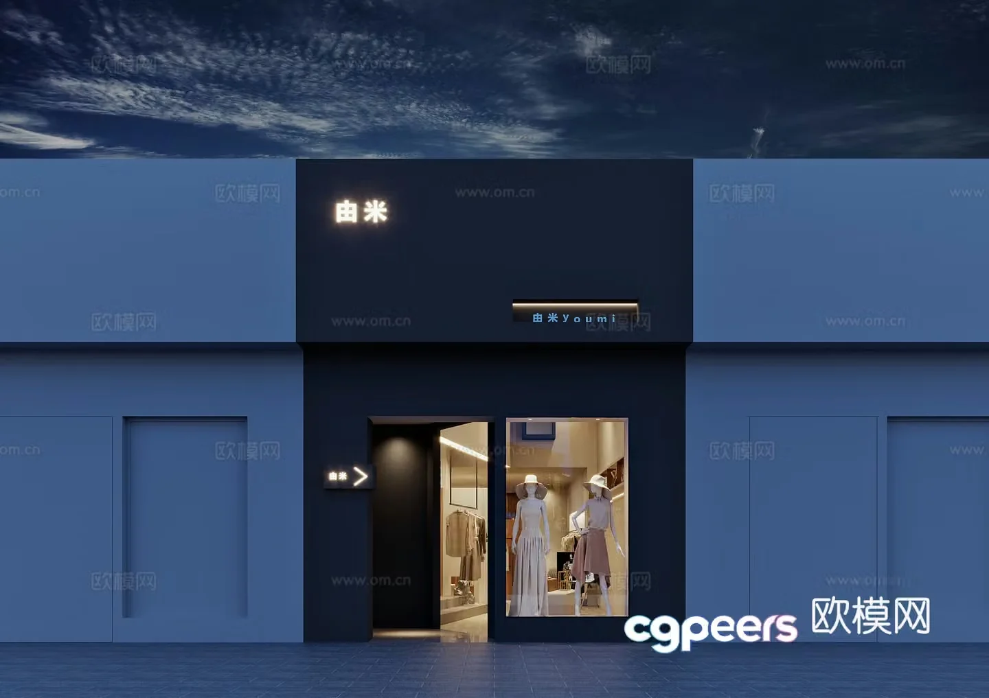 3D model of clothing store door