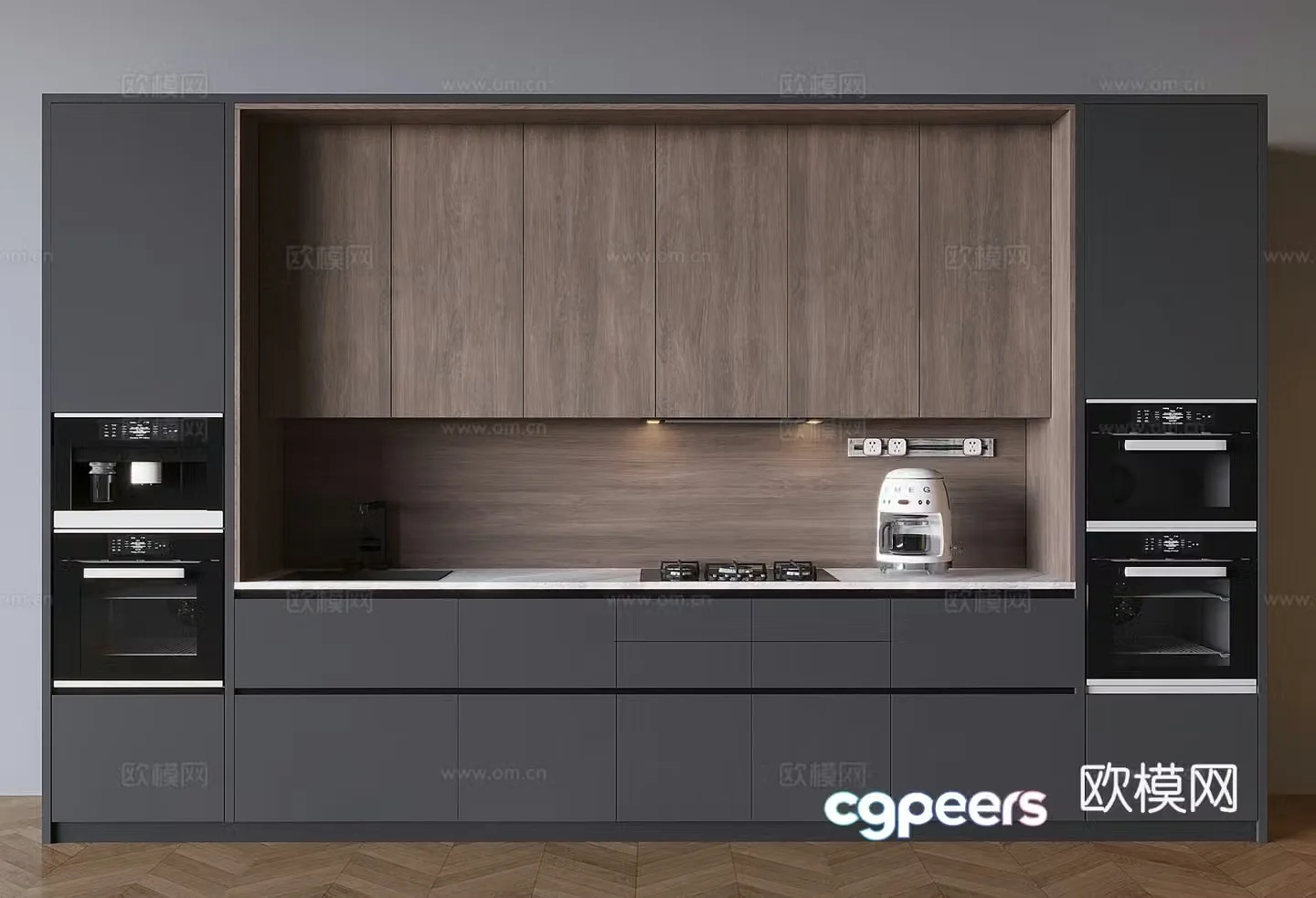 Light luxury cabinet straight-line cabinet 3D model