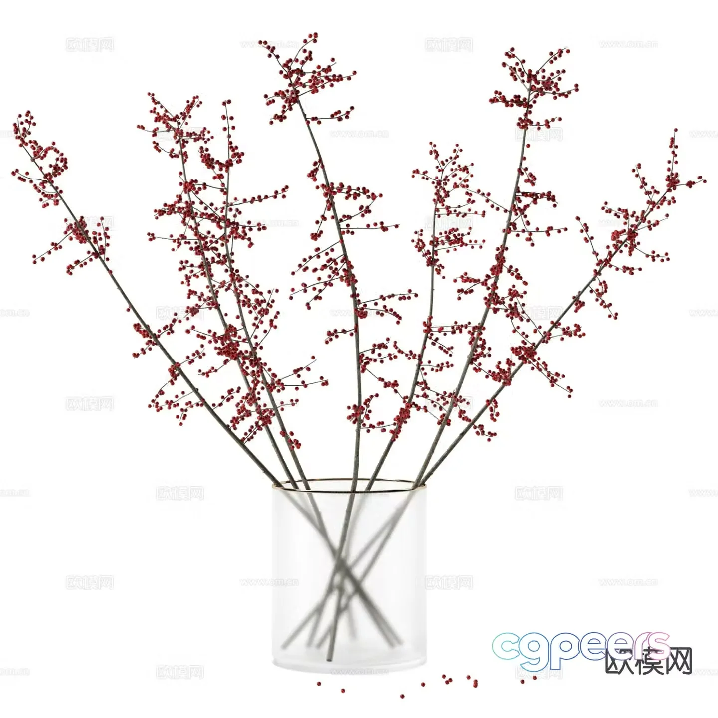 vase floral arrangement flower arrangement red fruit 3d model
