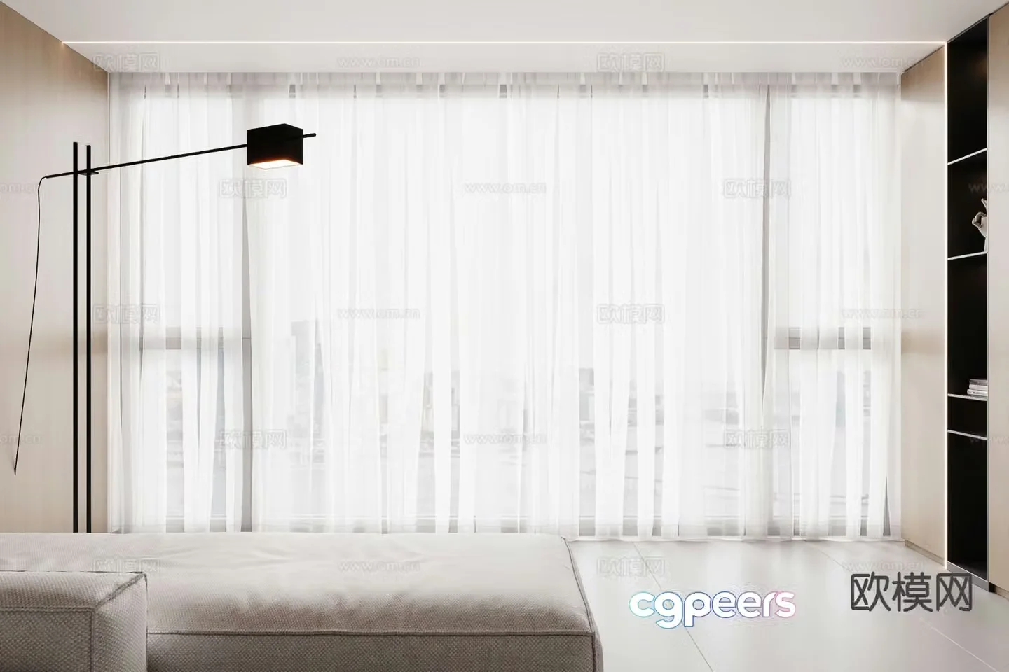 Transparent tulle window screen gauze curtain curtain 3d model