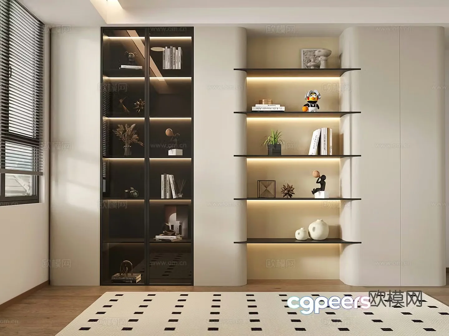 Modern bookcase Open bookcase Study room bookcase Full wall bookcase Display cabinet 3D model