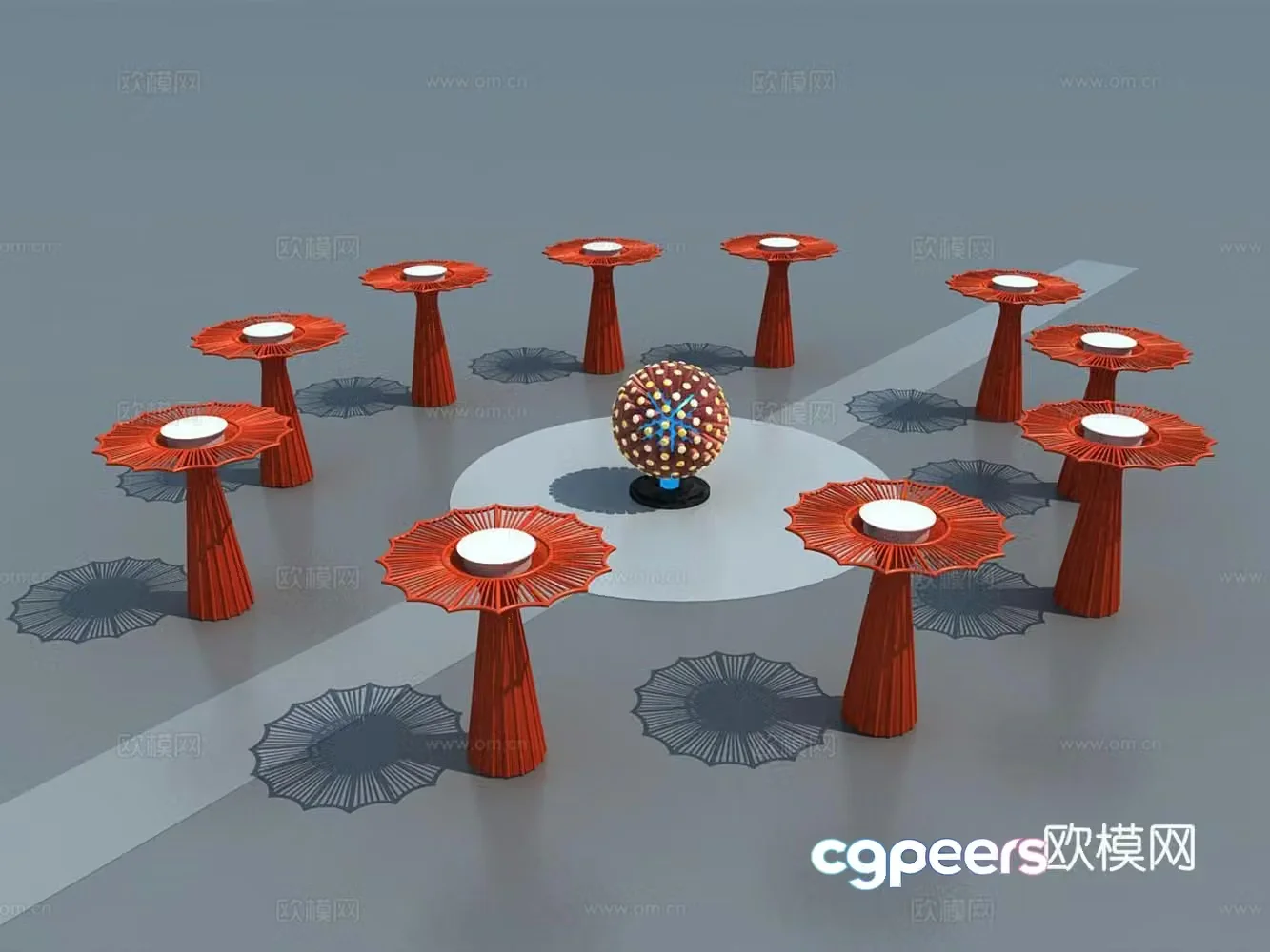Modern Cultural Park Square Sculpture 3D Model