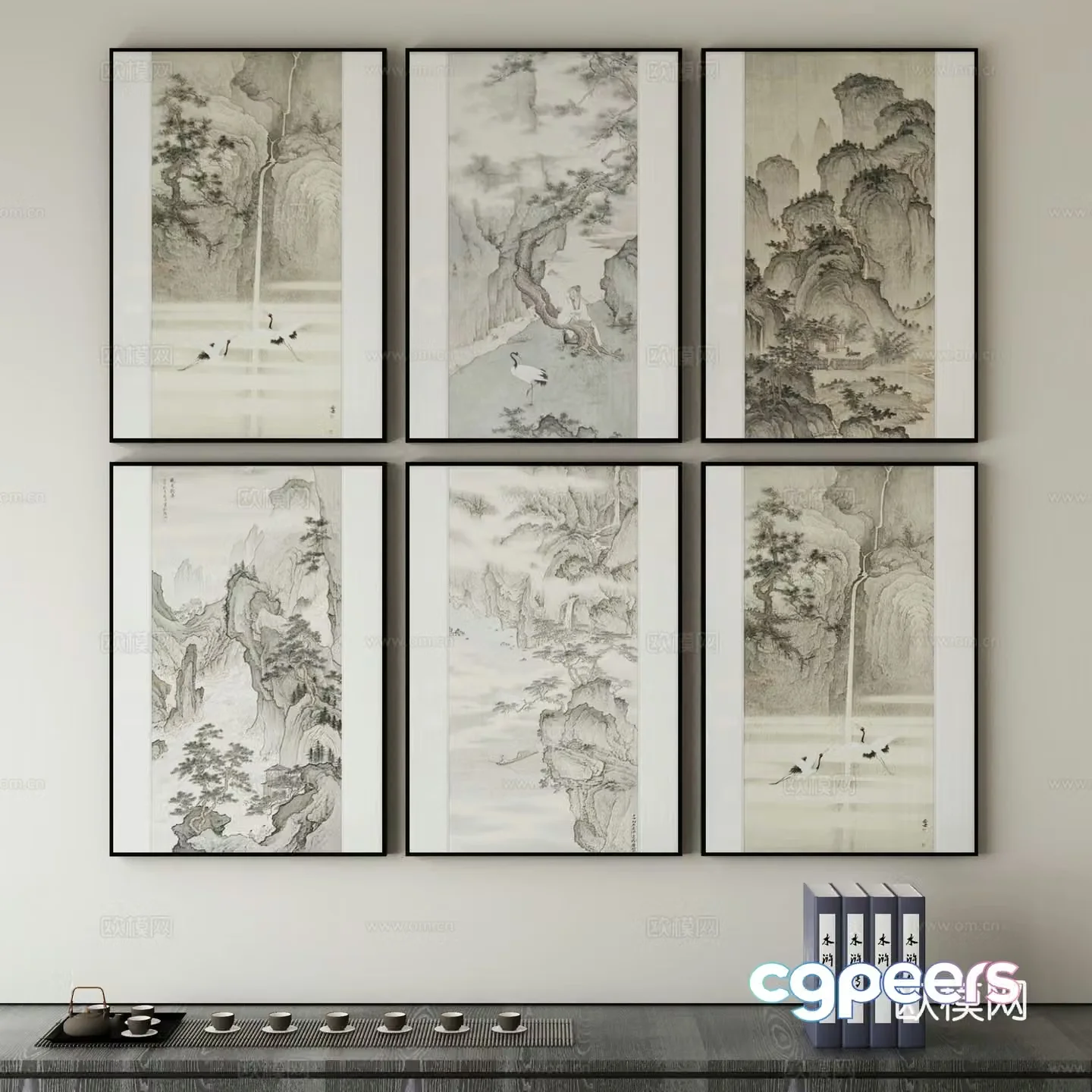 New Chinese style wasabi paintings oil paintings 3D model