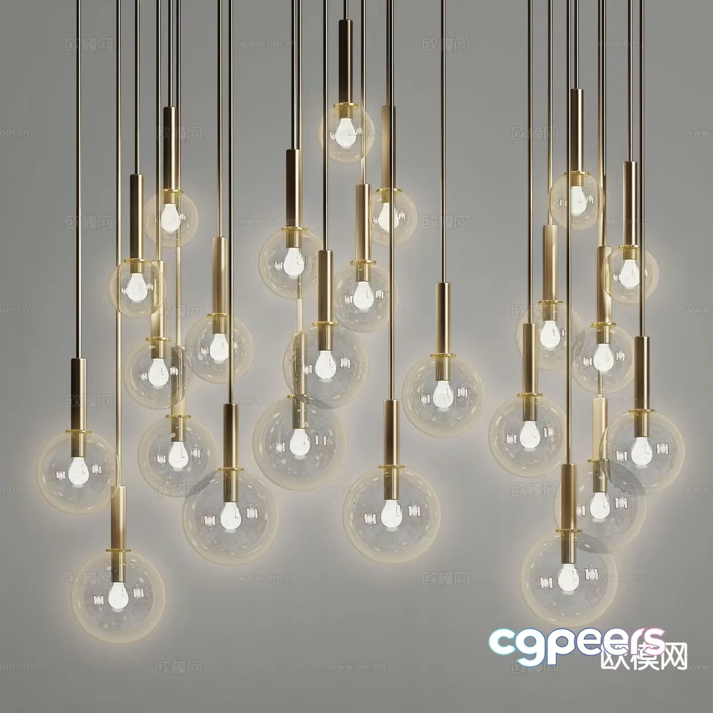 Light luxury art chandelier glass decorative lamp 3d model