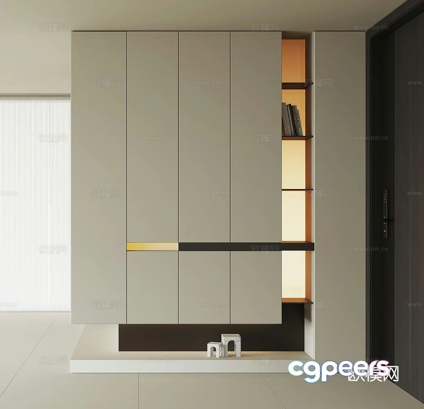 Modern home entrance shoe cabinet 3D model