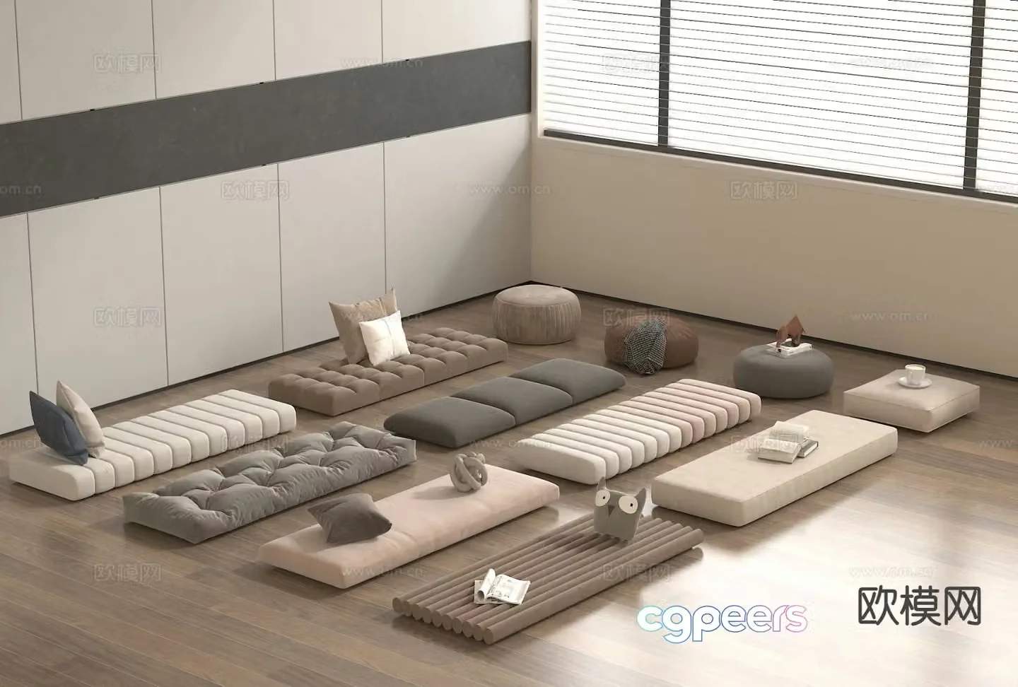 Cushion seat cushion bay window cushion sofa cushion 3d model