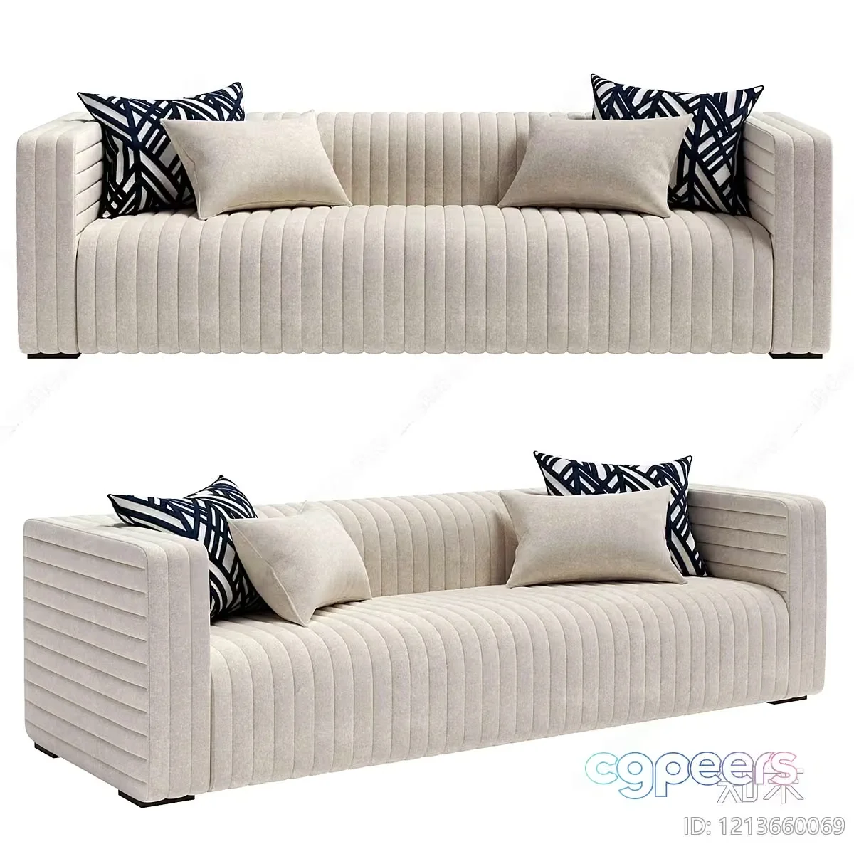 Modern Light Beige Sofa 3D Model – 17758 – VRAY Render