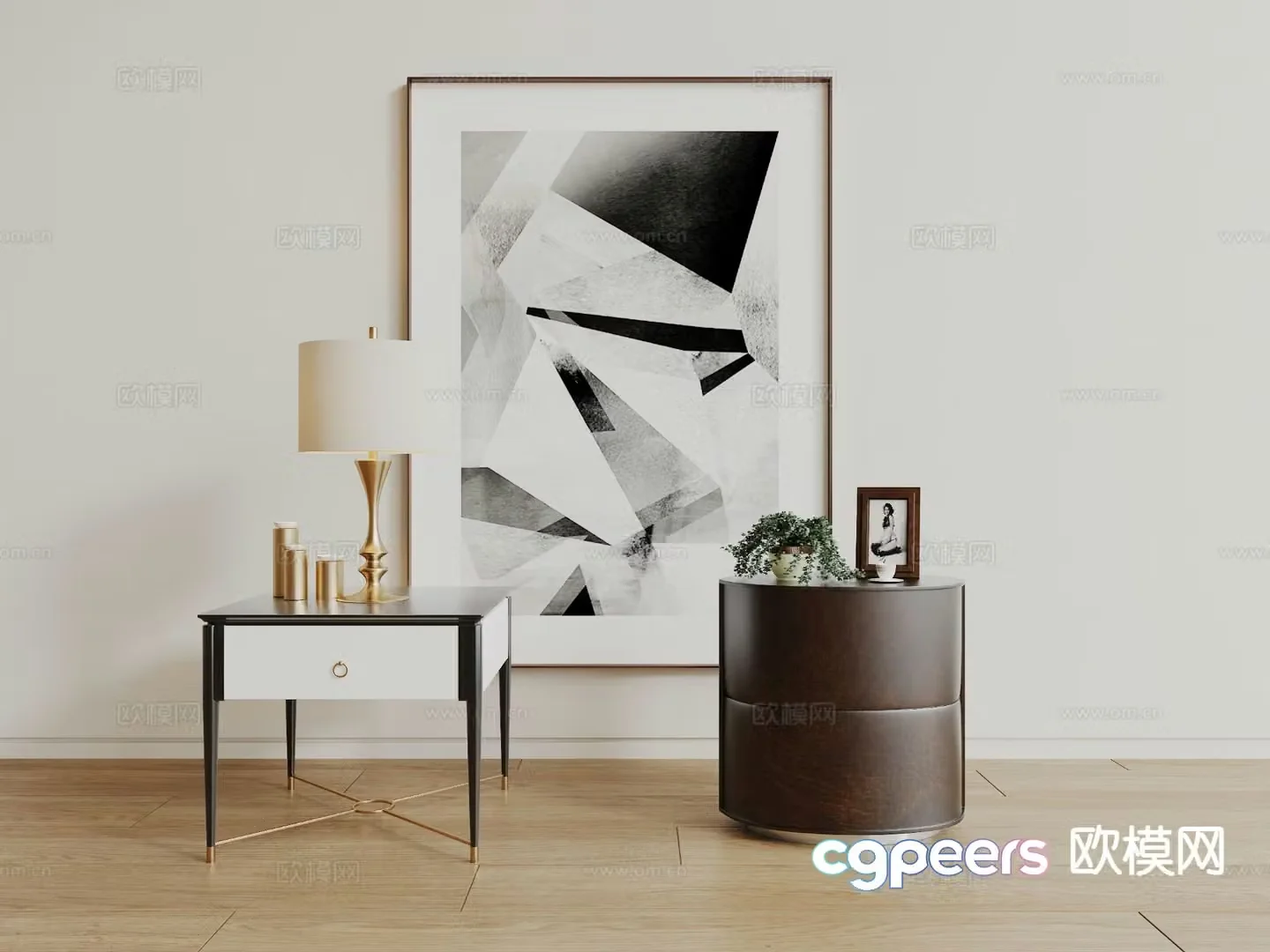 Light luxury bedside table 3D model
