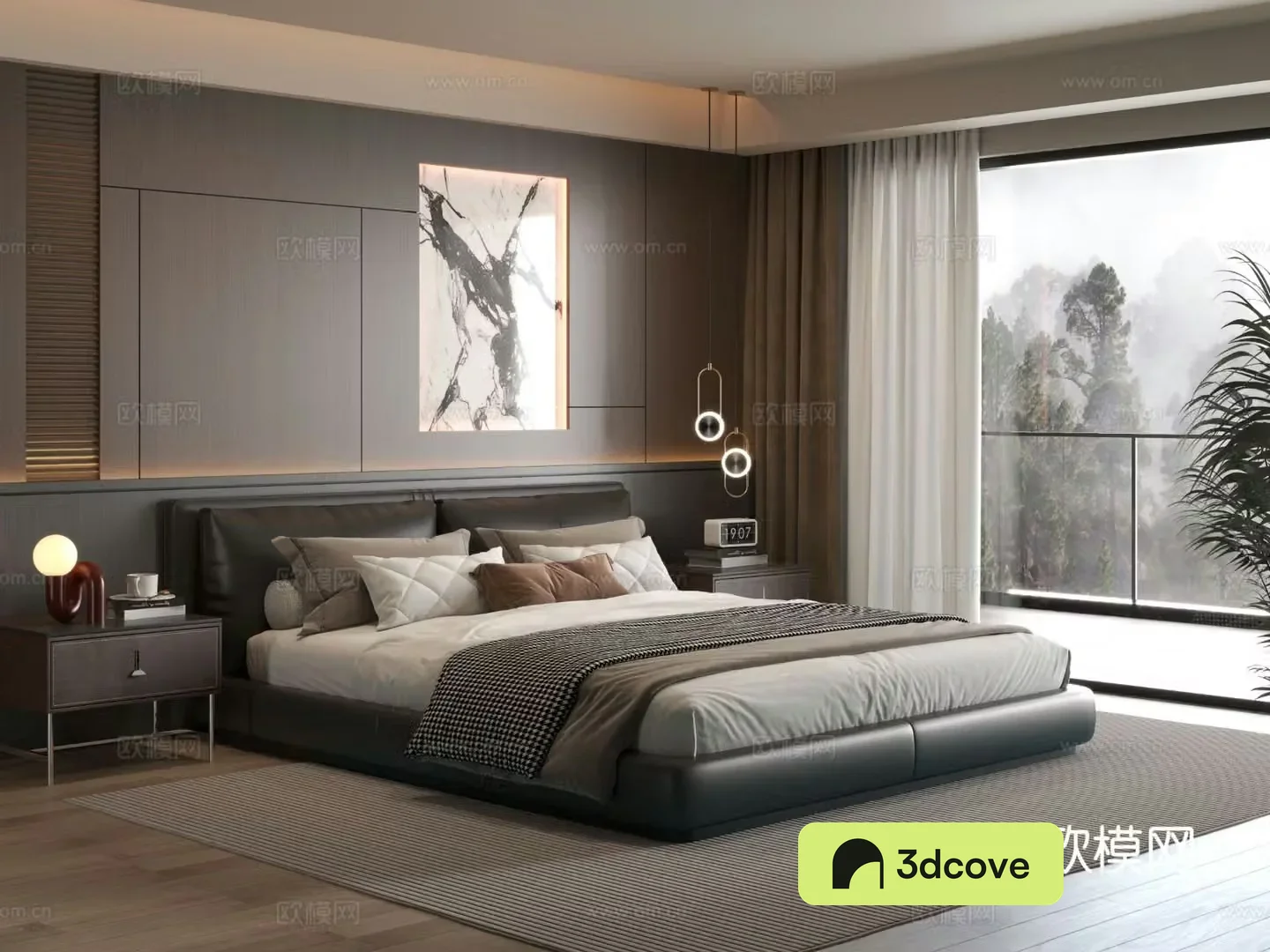 Italian bedroom master bedroom bed bedroom background wall