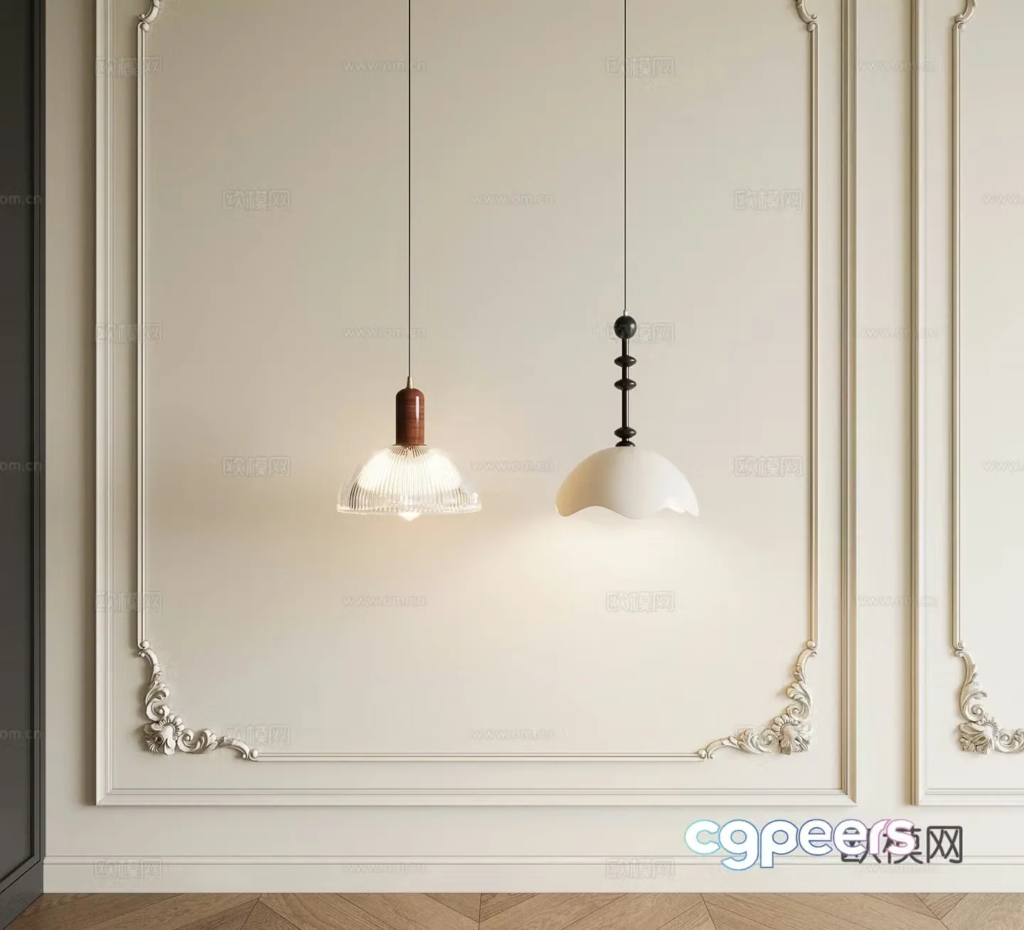 French bedside chandelier 3d model