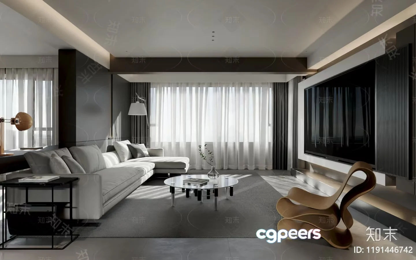 Modern Living Room 3D Model – 9123 – CORONA Render