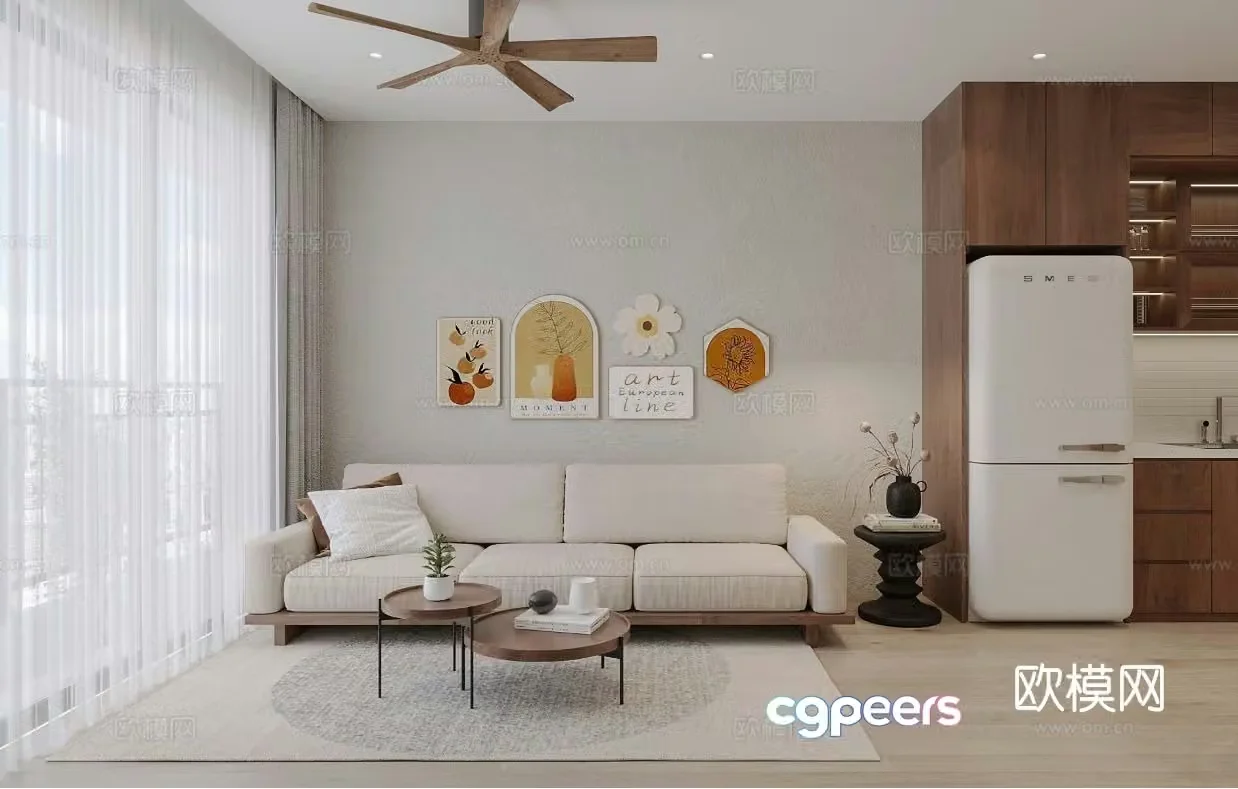Modern minimalist living room 3d model