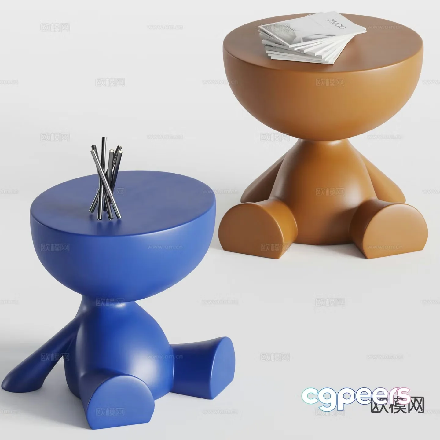minotti round table side table 3d model